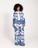 Border Printed Pants -BLUE