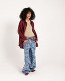 PURE LINEN OVERSIZED SHIRT -MAROON
