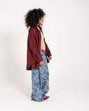 PURE LINEN OVERSIZED SHIRT -MAROON