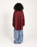PURE LINEN OVERSIZED SHIRT -MAROON