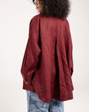 PURE LINEN OVERSIZED SHIRT -MAROON