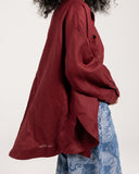 PURE LINEN OVERSIZED SHIRT -MAROON