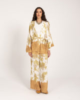ABSTRACT TIE-DYE CARDIGAN -Mustard