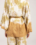 ABSTRACT TIE-DYE CARDIGAN -Mustard
