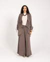 COMFY WIDE LEG LINEN PANTS -BROWN