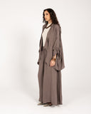 COMFY LINEN BLOUSE -BROWN