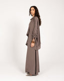 COMFY LINEN BLOUSE -BROWN