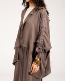 COMFY LINEN BLOUSE -BROWN
