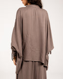COMFY LINEN BLOUSE -BROWN