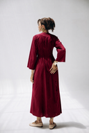 SCARLET ELEGANCE LINEN DRESS -RED