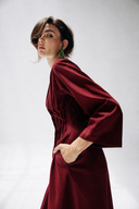 SCARLET ELEGANCE LINEN DRESS -RED