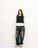 SLEEVELESS CROPPED VEST -BLACK