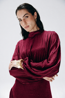 SOFT SATIN DRESS -MAROON