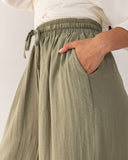 STRAIGHT LINEN PANTS-OLIVE