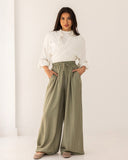 STRAIGHT LINEN PANTS-OLIVE