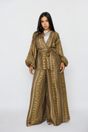 SATIN PATCHWORK CARGIGAN -GOLD