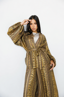 SATIN PATCHWORK PANTS -GOLD