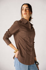FITTED SHIRT -BROWN