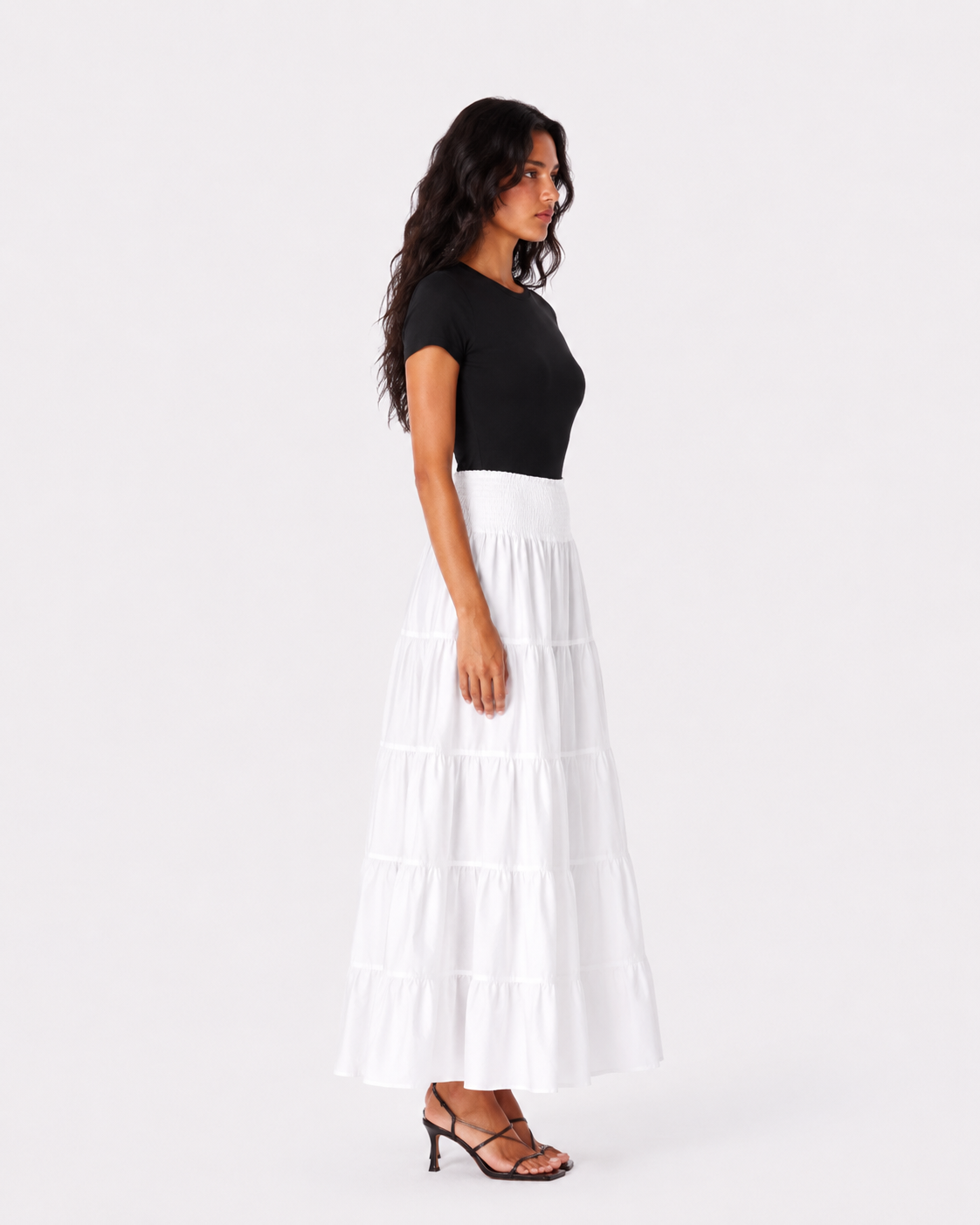 Velora Tiered Skirt in Off White | Voile – Pistage