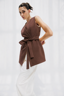 Sleeveless Wrap VEST -BROWN