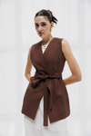 Sleeveless Wrap VEST -BROWN