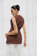 Sleeveless Wrap VEST -BROWN