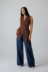 Sleeveless Wrap VEST -BROWN