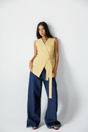 Sleeveless Wrap VEST -BUTTER YELLOW