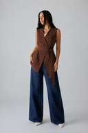 Sleeveless Wrap VEST -BROWN