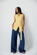 Sleeveless Wrap VEST -BUTTER YELLOW