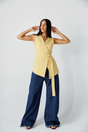 Sleeveless Wrap VEST -BUTTER YELLOW