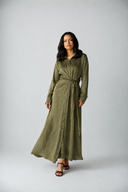 LUXE TIE-WAIST DRESS -OLIVE