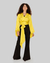 WRAPPED SATIN BLOUSE-LEMON