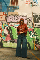 Washed Wide Leg Denim Pants