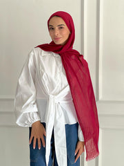 CRINKLE MODAL SCARF-RED