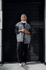 SLEEVELESS DENIM VEST-DARK GRAY