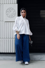 WIDE LEG TROUSERS WITH LONG POCKETS -BLUE