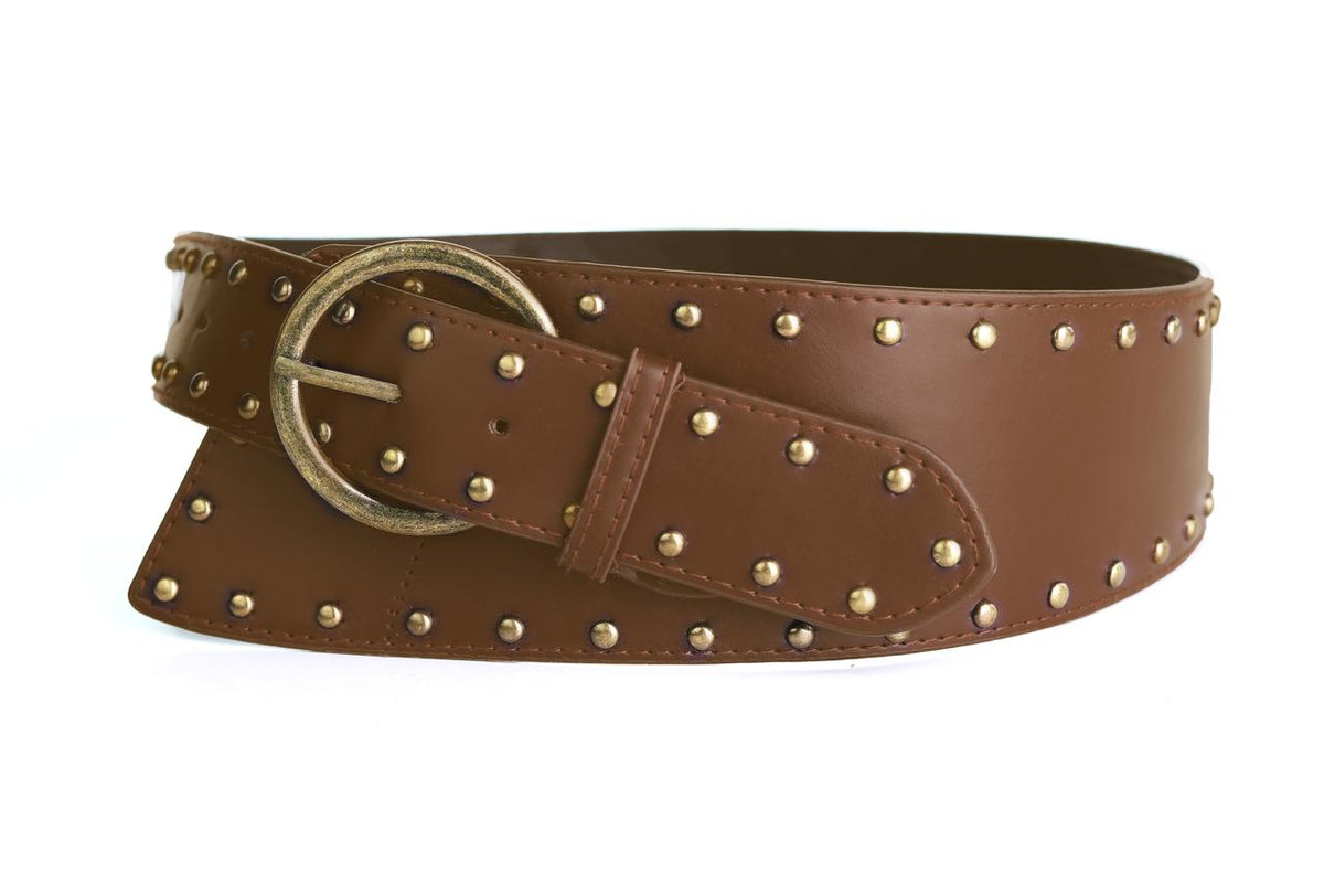 VINTAGE LEATHER BELT -BROWN