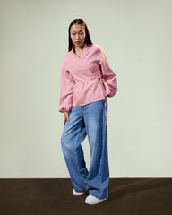 PLAIN WRAPPED BLOUSE-CASHMERE