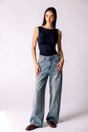 FULL LINED SLEEVELESS BASIC TOP - BLACK