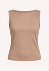 FULL LINED SLEEVELESS BASIC TOP -CAFE