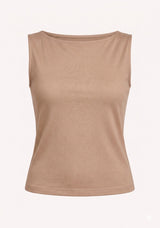 FULL LINED SLEEVELESS BASIC TOP -CAFE