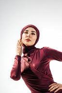 TULLE LAYERED SWIM HIJAB -MAROON
