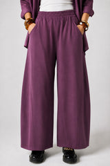 ELASTIC WAIST BALLOON PANTS -MAROON