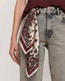 Crimson Paisley Satin Mini Scarf