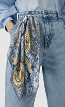 Blue Garden Satin Mini Scarf