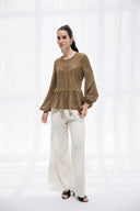 LACE VINTAGE BLOUSE -OLIVE