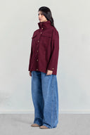 Utility Drawstring Waist Jacket -MAROON