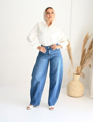 BALLOON DENIM PANTS-DARK BLUE