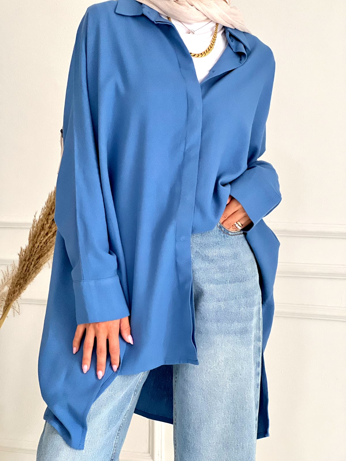 PURE LINEN SHIRT-BLUE